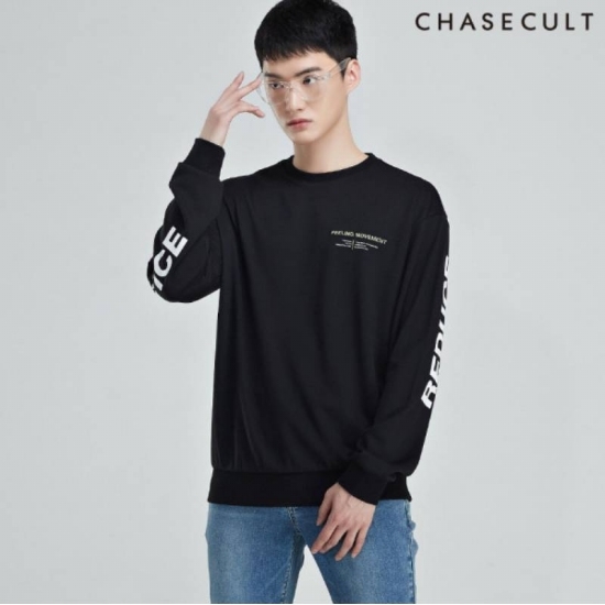 패션플러스 - 체이스컬트 20SS 공용 오버핏 뒤판 그래픽 맨투맨 티셔츠 KAAU5121B03 블루키 패션플러스