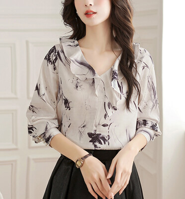 [패션플러스][패션시그널]러플브이넥 프린팅 블라우스 511664(54331_511664)