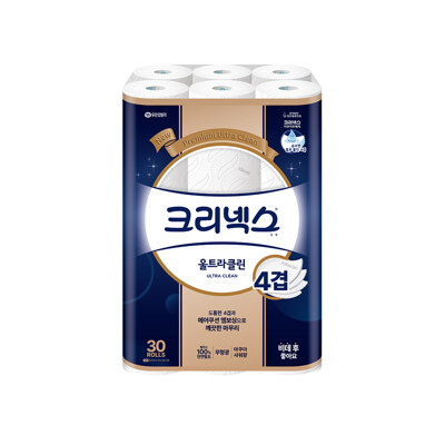 [패션플러스][크리넥스]크리넥스 4겹 울트라클린 25m 30롤(55397_11042383_07048_1PACK)