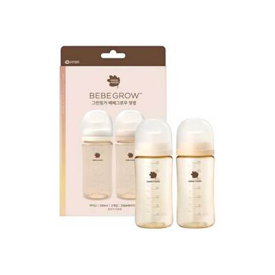 [패션플러스][그린핑거]그린핑거 베베그로우 PPSU 트윈팩 크림베이지 280ml(노꼭지)(55411_11040084_31233_1PACK)