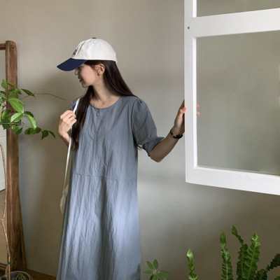 [패션플러스][다잇템]여자 가을 반팔 나일론 서울데이트룩 롱 원피스(55650_OP16458)