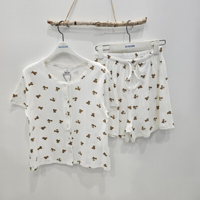 [패션플러스][에꼴리에][시흥모다] 에꼴리에 주니어 슬립 베어 라운드넥 파자마 세트 26OP752_SH(560560_26OP752)