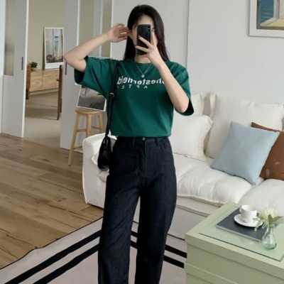 [패션플러스][디작소]여성 봄 여름 비닉스 루즈 레터링 반팔티셔츠(566329_1273310)