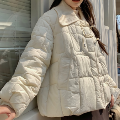 [패션플러스][디작소]여성 플레이트 버클 따뜻한 점퍼 자켓 코튼 코트(566329_5005707330)