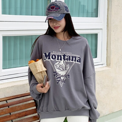 [패션플러스][디작소]여성 가을 겨울 보이핏 빈티지 프린팅 맨투맨(566329_5005899296)