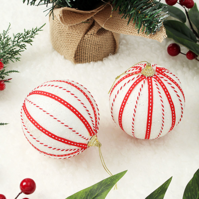 [몬스터몰][패션플러스][디작소]루비레드 글리터 장식볼 2p(10cm) (세로줄무늬)(566329_5008649399)