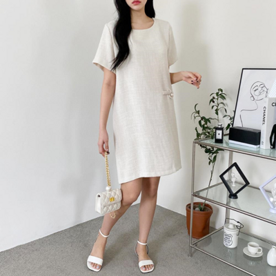 [패션플러스][브이와이][VY] 여자 들러리룩 중간 왕진주 트위드 원피스(568134_OP13711)