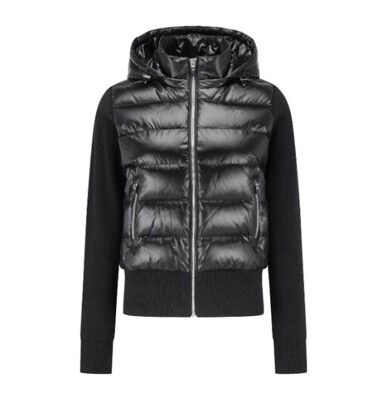 [패션플러스][마스터바니 에디션]마스터바니골프패딩 KQF 421D4SD412_BK 여성 니트 블록 후드 구스 패딩 하이브리드 가디건(56999_KQ421D4SD412_BK)