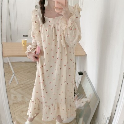 [패션플러스][제이0][제이0]빨간 앵두 프릴 수면 원피스 잠옷(572348_63EA2424CF70C)