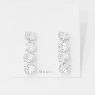 [패션플러스][미라클세븐][M7] 여자 크리스탈 드롭 실버 큐빅 럭셔러 귀걸이(572630_A29202)