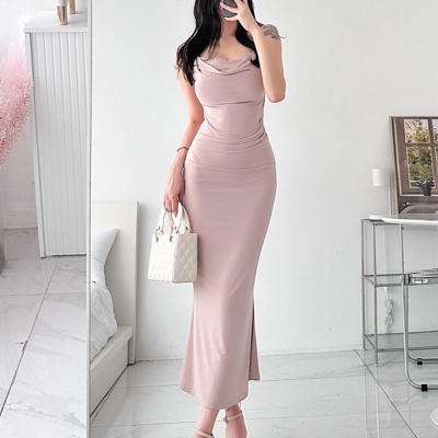 [패션플러스][미라클세븐][M7] 여자 캐미 잔주름 글램 인어공주 롱원피스(572630_OP20019)