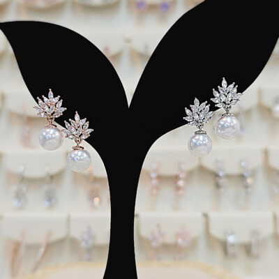 [볼라레 (세이브존_노원)][패션플러스][볼라레]치스파큐빅 진주 드롭귀걸이 2color SSS1659(574768_SSS1659)