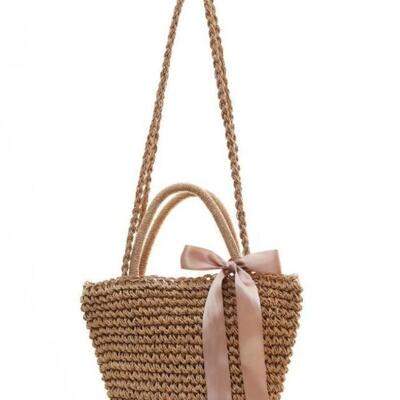 [패션플러스][세븐제이스(7js)][QN83UVZ5_56]리본 미니라탄가방 미니 라탄백 여름 (37033075)(581267_37033075)