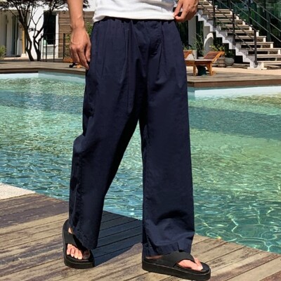 [패션플러스][피팅남]남자 에난 아이스 투턱 린넨 면 와이드 밴딩 팬츠(581404_68AD6C4C8933F)