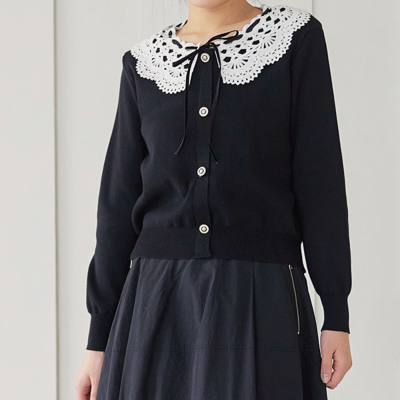 [패션플러스][드마리쥬]사랑스러운 레이스카라 니트가디건 (DE3B2CD05)(582951_6620A525728D3)