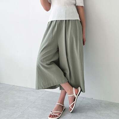 [패션플러스][셀럽하우스]여자 WSQW7259 여름 스타일 와이드 레그팬츠 1P 고품질 면바지(583093_n620_25_1_WFG8OZT)