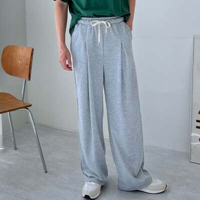 [패션플러스][셀럽하우스]남자 PIQM0303 앞주름 회색 추리닝 편한 공부 알바 와이드팬츠(583093_n701_25_1_WFE0B73)