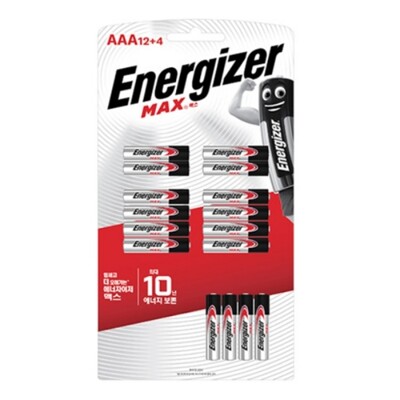 [패션플러스][에너자이저]에너자이저 알카라인 건전지 맥스 멀티팩 AAA 12+4개입_JS(584827_3101004)