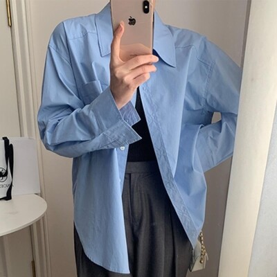 [패션플러스][신상오픈런]|CCH3207|여자 카라넷 오버핏 데일리 베이직 소라 셔츠_18155689_597559(597559_18155689_597559)