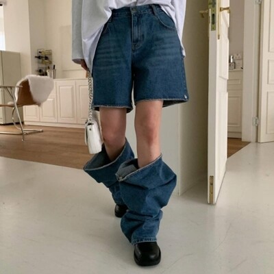 [패션플러스][신상오픈런]|KHP6954|딘라리 긴 투웨이 여성 숏 슬릿 데님팬츠 단추 넓은_18173440_597559(597559_18173440_597559)