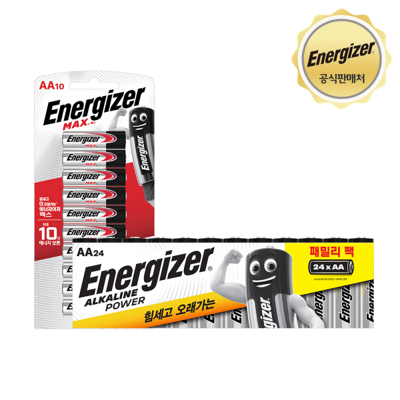 [패션플러스][에너자이저]에너자이저 알카라인 건전지 AA 24입 + 맥스 건전지 AA 10입(617615_5014906284)