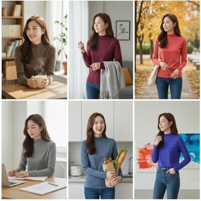 [패션플러스][SK스토아_기타]홈쇼핑 판매상품 봄 여성 하프넥 티셔츠 15종택1_635377(635377_59659270_635377)