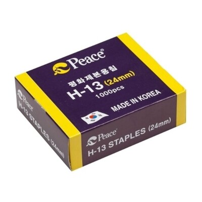 [패션플러스][브이와이][VCJ62K6N]평화 스테플러침 자재 H-13 24mm/1000pcs(1개)_20444705_643542(643542_20444705_643542)
