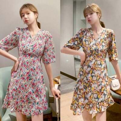 [패션플러스][모노무드]모노무드 은플레이스 화사한 반팔 여성 포인트 패턴 플라워 원피스 7부(668313_WD8CCB3)