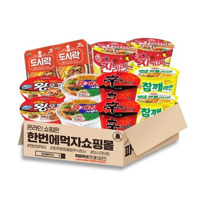 [파주음료종합(주)][패션플러스][농심]컵라면 6종 혼합 각 2개씩 / 진라면매운큰컵+참깨라면큰컵+신라면큰컵+도시락+육개장사발면+왕뚜껑미니 (42849384)(672279_42849384)