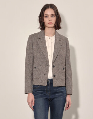 [패션플러스][데일리스트][세정_인디안여성복]아웃포켓 체크 숏자켓MDBFU7421_GN(673096_MDBFU7421)