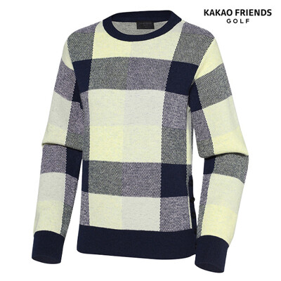 [패션플러스][기타][카카오프렌즈골프 (KAKAO FRIENDS GOLF)] 여성 캐시미어울소재 블록 체크 니트(680652_3029501)