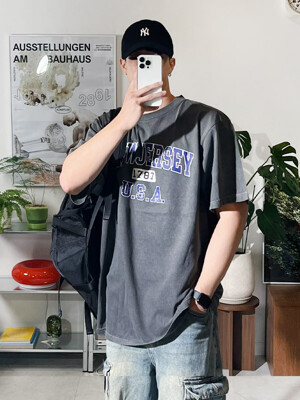 [패션플러스][스테디모어][XS-XL] 뉴져지 레터링 오버핏 반팔 티셔츠 남녀공용 3color PDG(692270_11644072967_1752)