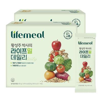 [패션플러스][이롬]이롬 황성주 1일1생식 라이프밀 데일리 14포 2박스-아침 식사 대용 간편식 영양식 (49984843)(694110_49984843)