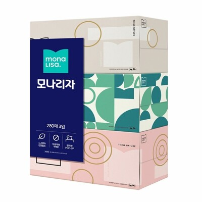 [패션플러스][케이티알파쇼핑]모나리자 각티슈 280매 3입 (HJJ-WA0619E)(717121_4454940)