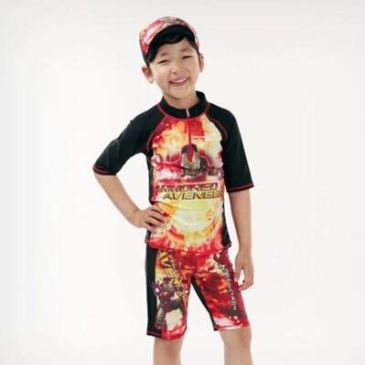 [패션플러스][땡꼬닷컴]어벤져스 남아 수영복 아동 키즈 래쉬가드 세트 블랙 (38975697)(727417_38975697)