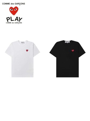 [패션플러스][꼼데가르송]남녀공용 플레이 레드 와펜 반팔 티셔츠 2color AX-T108 (업체별도 무료배송)(737413_AX-T108-051)