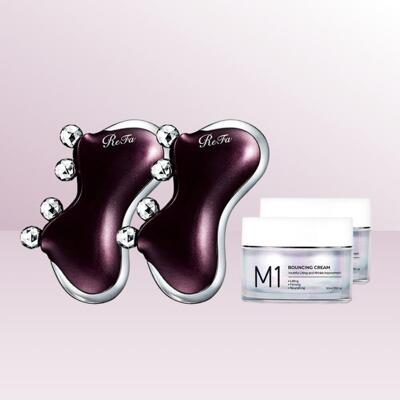 [패션플러스][가히]리파 ReFa  CAXA  M1  기기 (펄 바이올렛)+ 가히 바운싱 크림 50ml  더블 세트 (53019327)(742100_53019327)