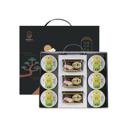 [패션플러스][제철진미]제주흑돼지 프리미엄 캔햄 선물세트 NEW B6호 (캔햄 200g x 3EA + 오뚜기참치 135g x 6EA).(743916_7979093)