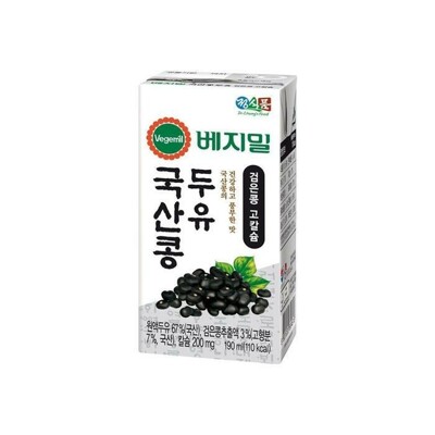 [패션플러스][케이티알파쇼핑][정식품] 정식품 베지밀 국산콩 두유 검은콩 고칼슘 190ml 32개.(744372_3533866)