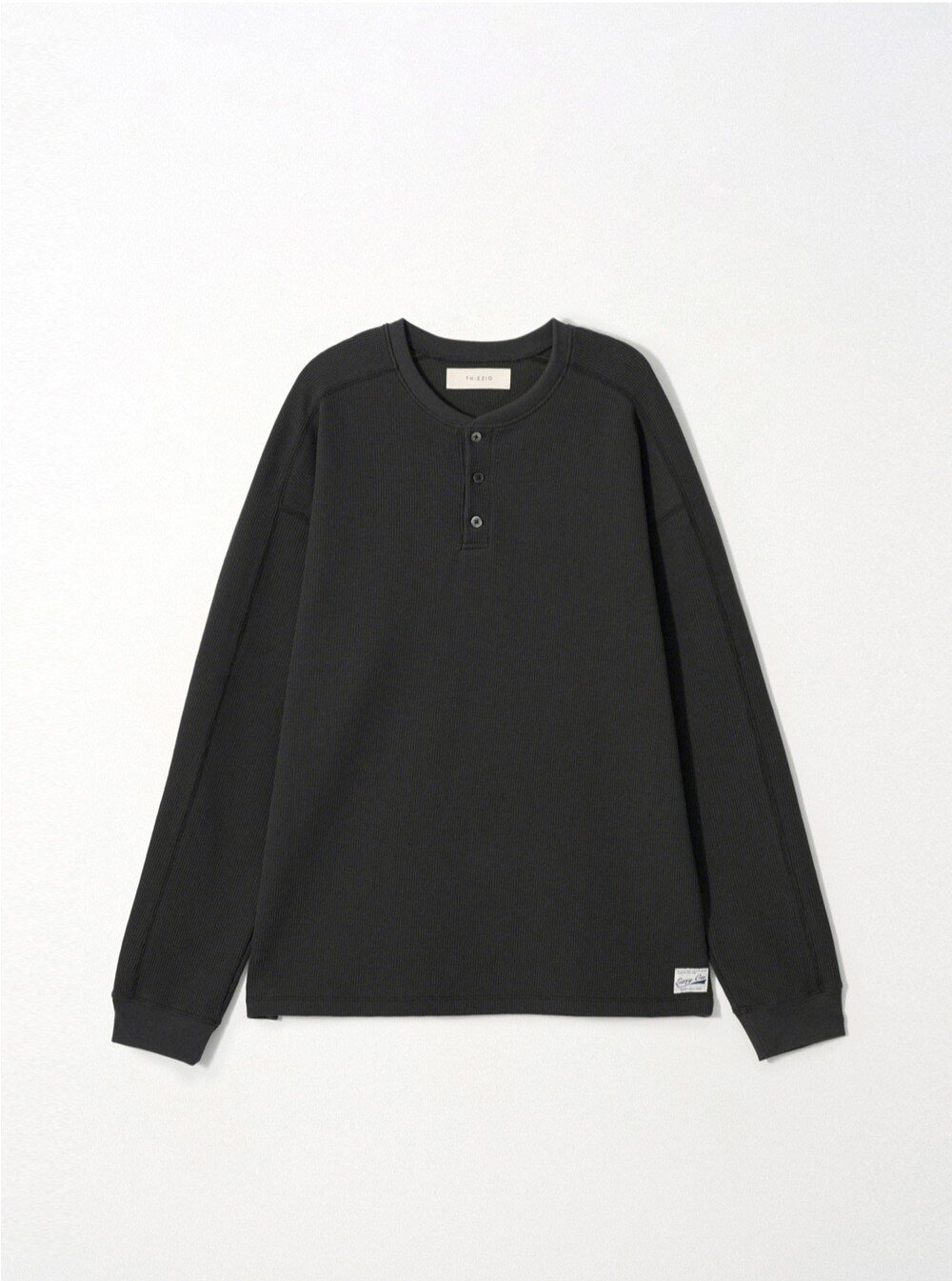 Henley Waffle Long Sleeves Charcoal